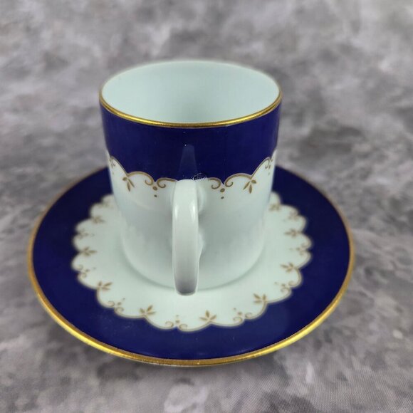 VTG Medaillon RENNER Espresso Set Porcelain Blue White Gold Porto Alegre 16 Pc - Picture 10 of 16